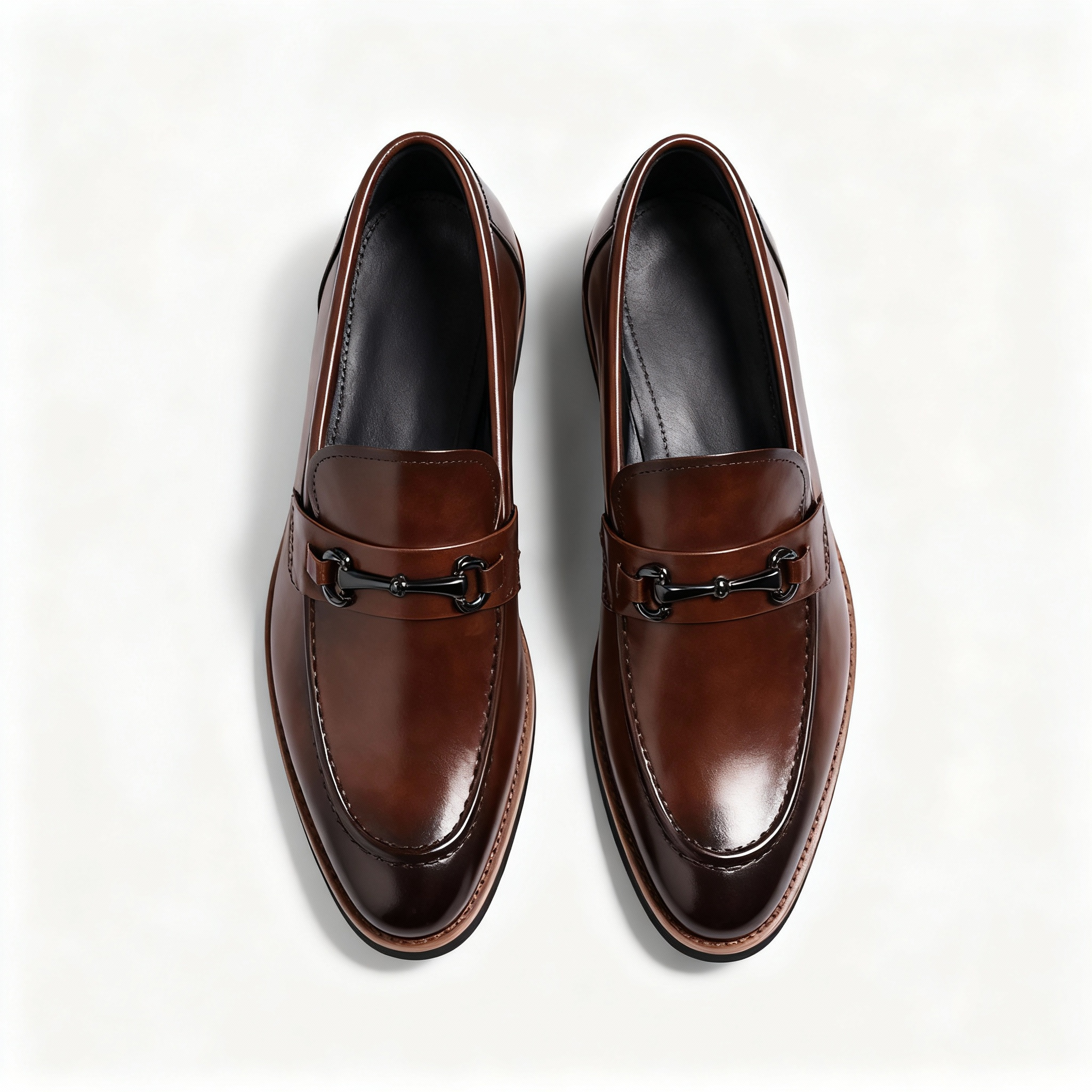 Men's Leather Horsebit Penny Loafers - Slip-On - Moc Toe - Low Heel