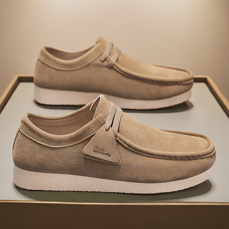 Men’s Suede Loafer Shoes with Crepe Sole – Casual Lace Detail