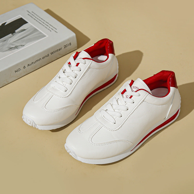 Women’s Lace-Up Low-Top Sneakers with Panel Stitching and Contrast Trim