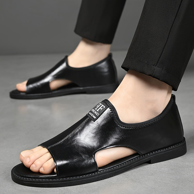 Men’s Open-Toe Sandals - Slip-On Design - Cut-Out Sides - Low Sole