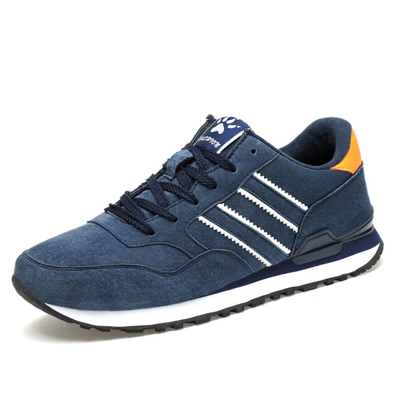 Men's Lace-Up Casual Sneakers - Round Toe - Suede Upper - Stripe Detail - Low Top