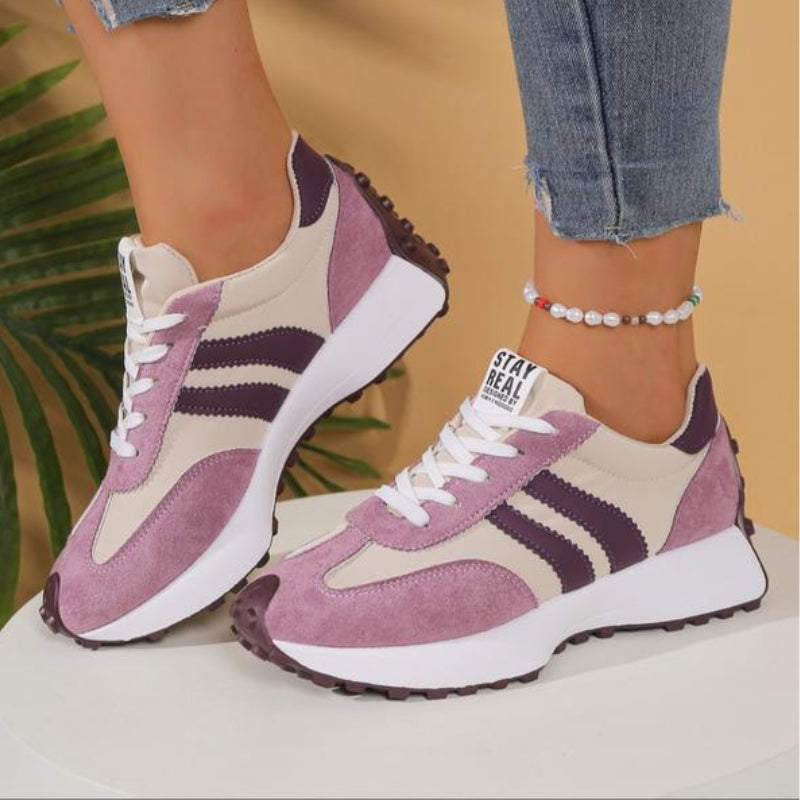 Women’s Lace-Up Sneakers with Low-Cut Design and Textured Sole