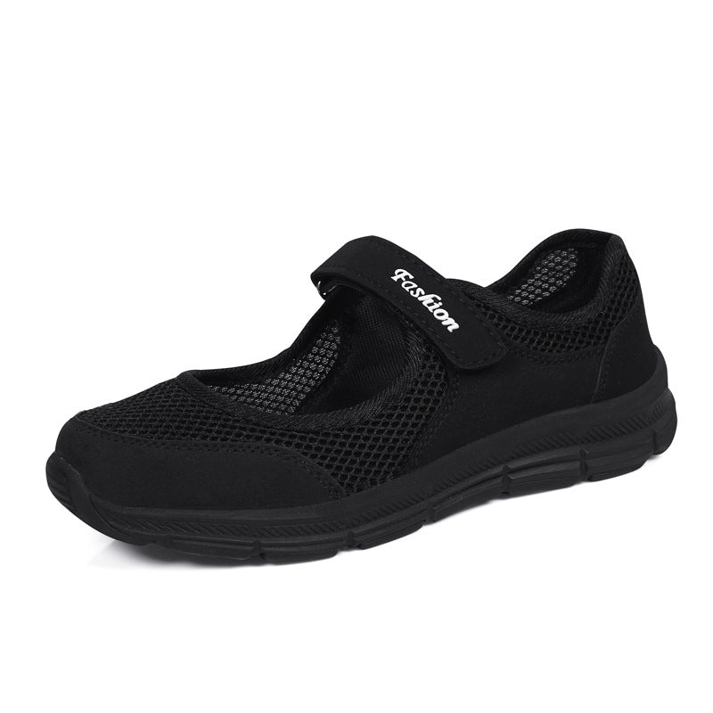 Women's Mary Jane Sneakers - Mesh Strap Flat Casual Trainers