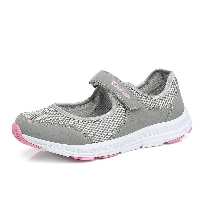 Women's Mary Jane Sneakers - Mesh Strap Flat Casual Trainers