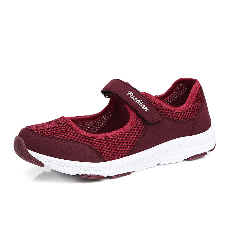 Women's Mary Jane Sneakers - Mesh Strap Flat Casual Trainers