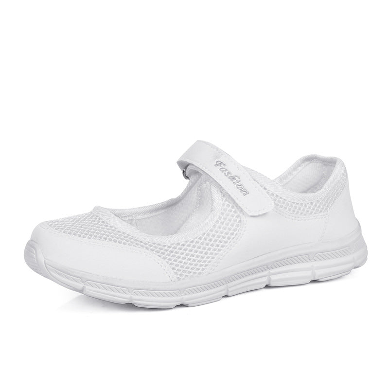 Women's Mary Jane Sneakers - Mesh Strap Flat Casual Trainers