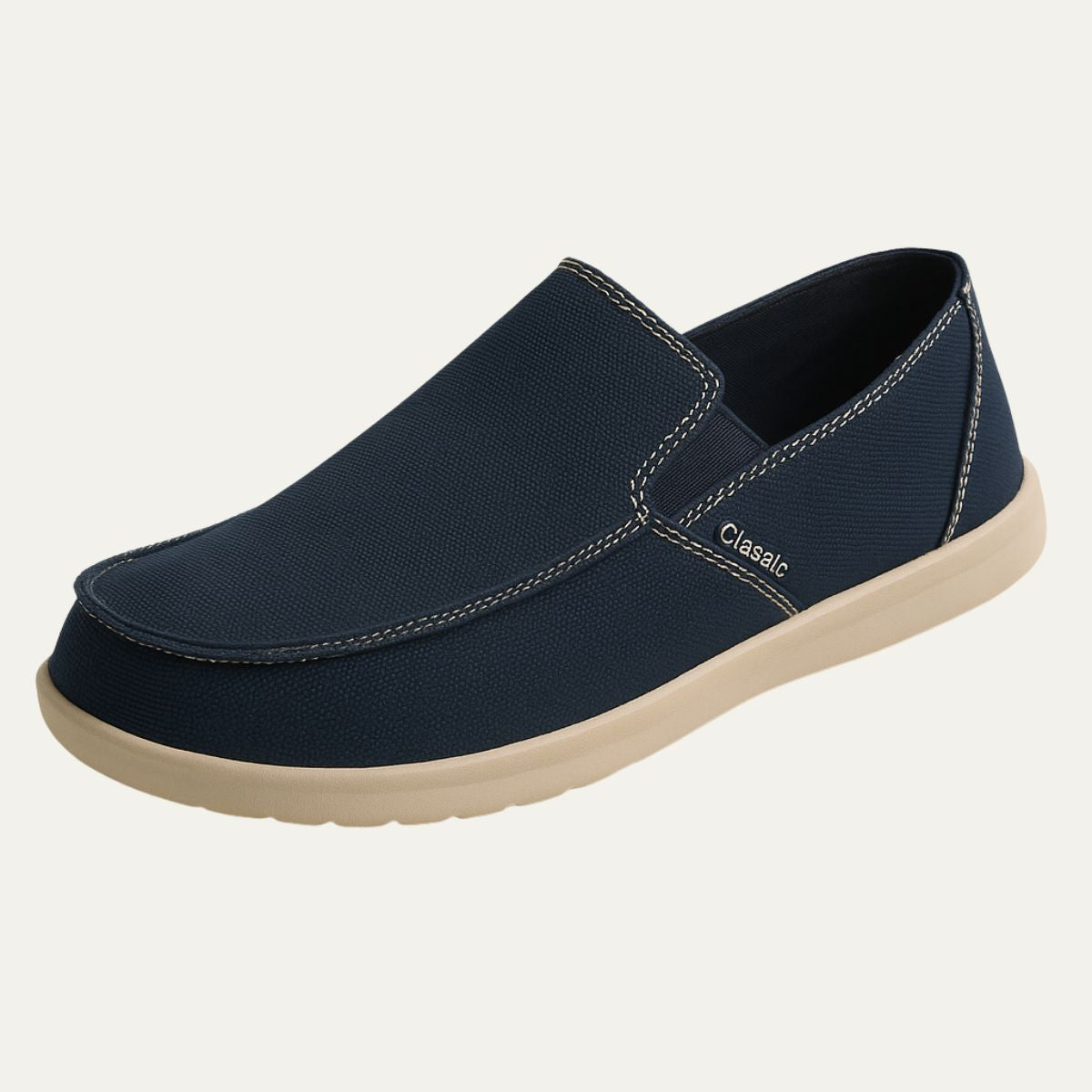 Men’s Slip On Canvas Loafers with Elastic Side Panels and Flat Sole
