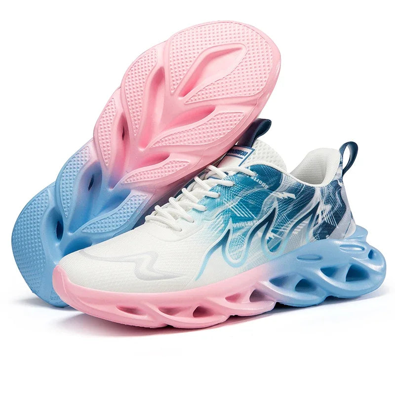 Men's Low Top Sneakers - Lace-Up Mesh Upper - Blade Sole Unit
