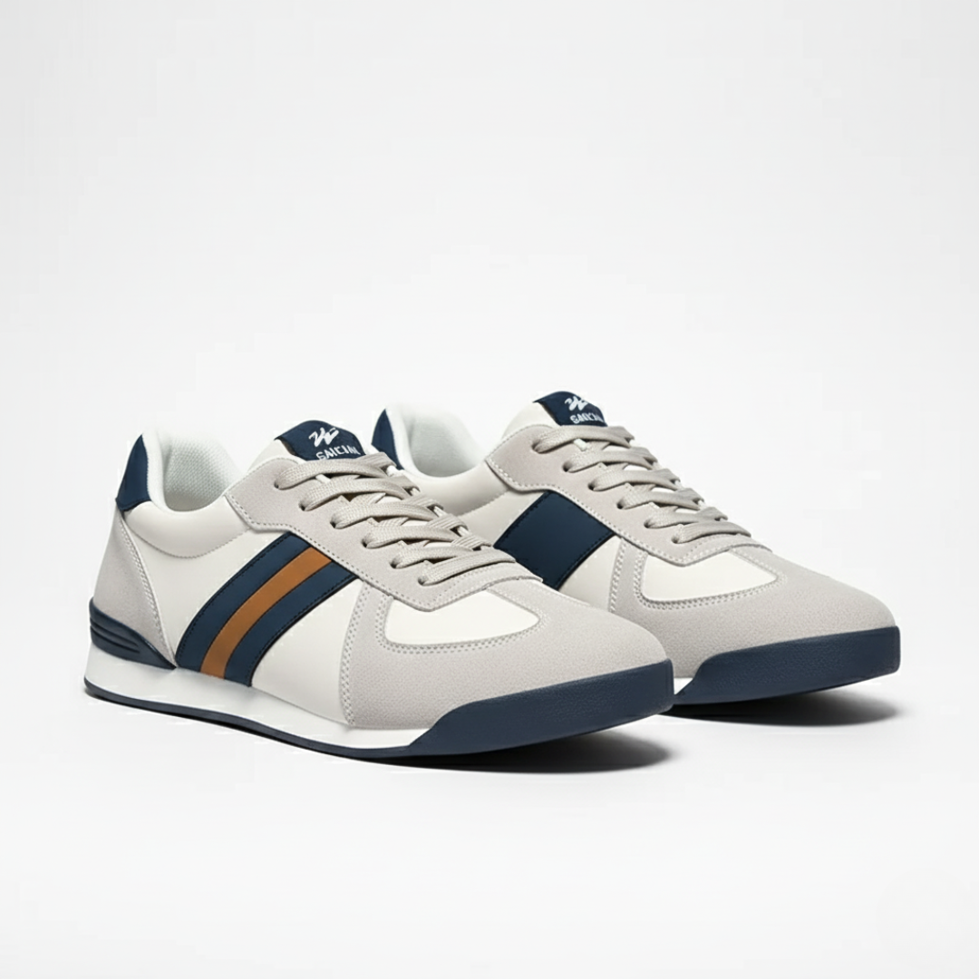 Men's Sneakers Low-Top Lace-Up Stripe Panel Mixed Material