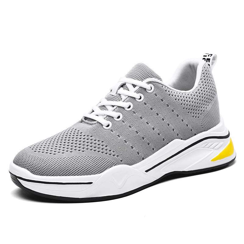 Men's Lace-Up Mesh Sneakers with Contrast Sole and Round Toe