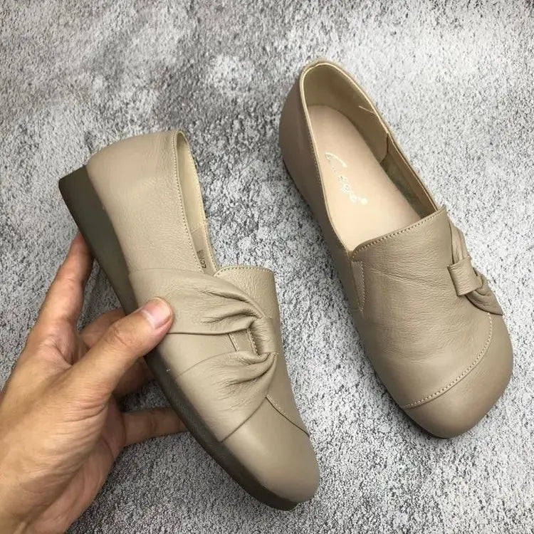 Women’s Slip-On Flats with Rounded Toe and Low Wedge Sole