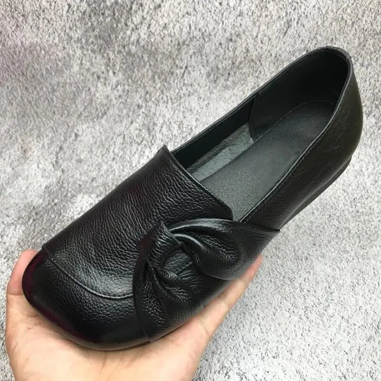 Women’s Slip-On Flats with Rounded Toe and Low Wedge Sole