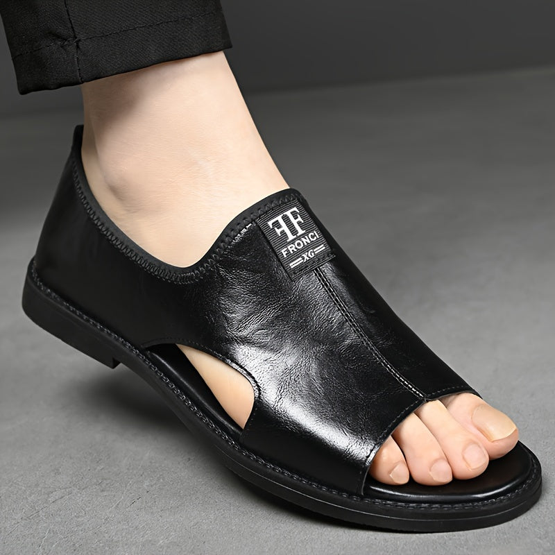 Men’s Open-Toe Sandals - Slip-On Design - Cut-Out Sides - Low Sole