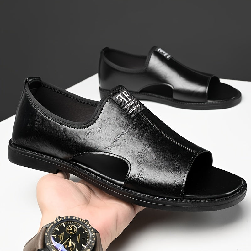 Men’s Open-Toe Sandals - Slip-On Design - Cut-Out Sides - Low Sole