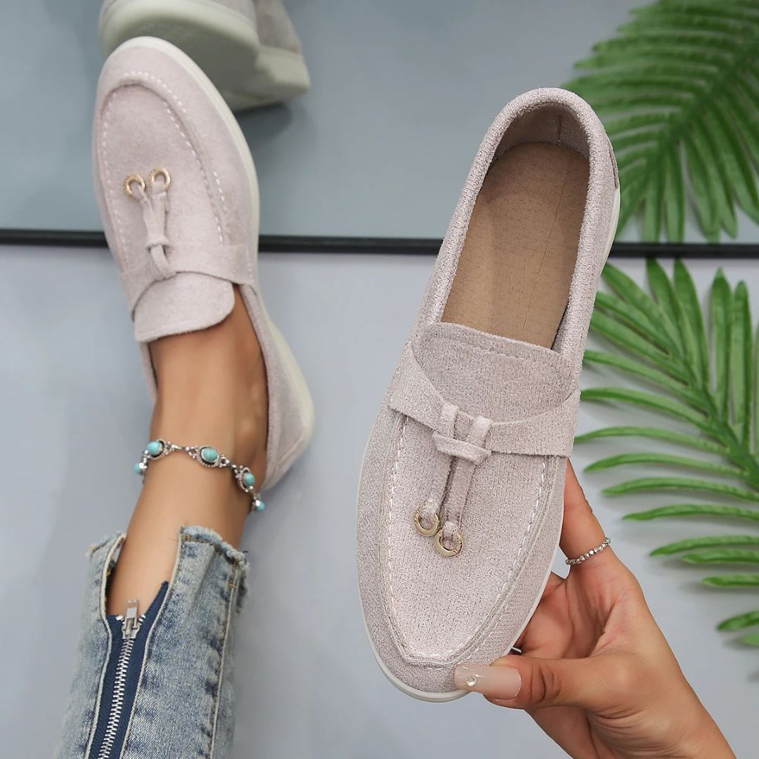 Women’s Slip-On Loafers with Rounded Toe and Flat Sole