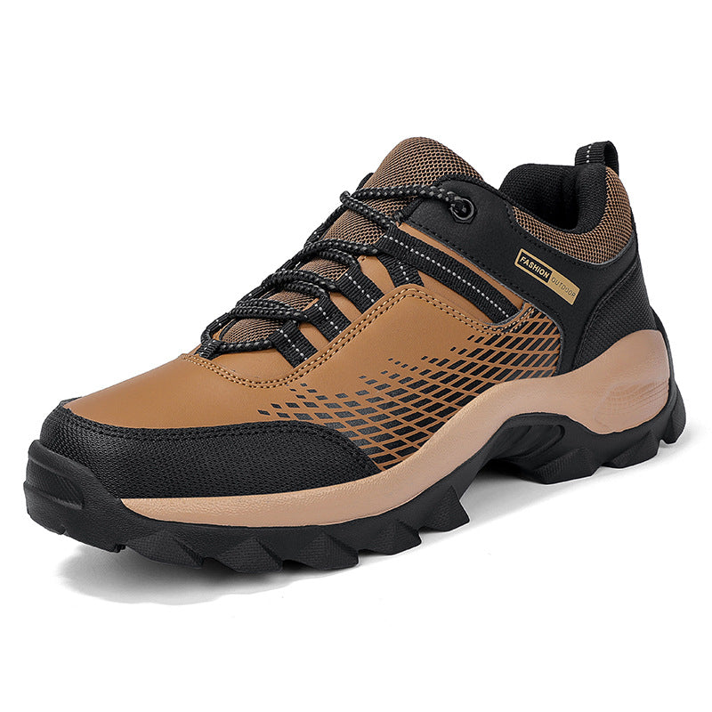 Men's Rounded Toe Lace-Up Shoes with Mesh Upper - Lugged Sole