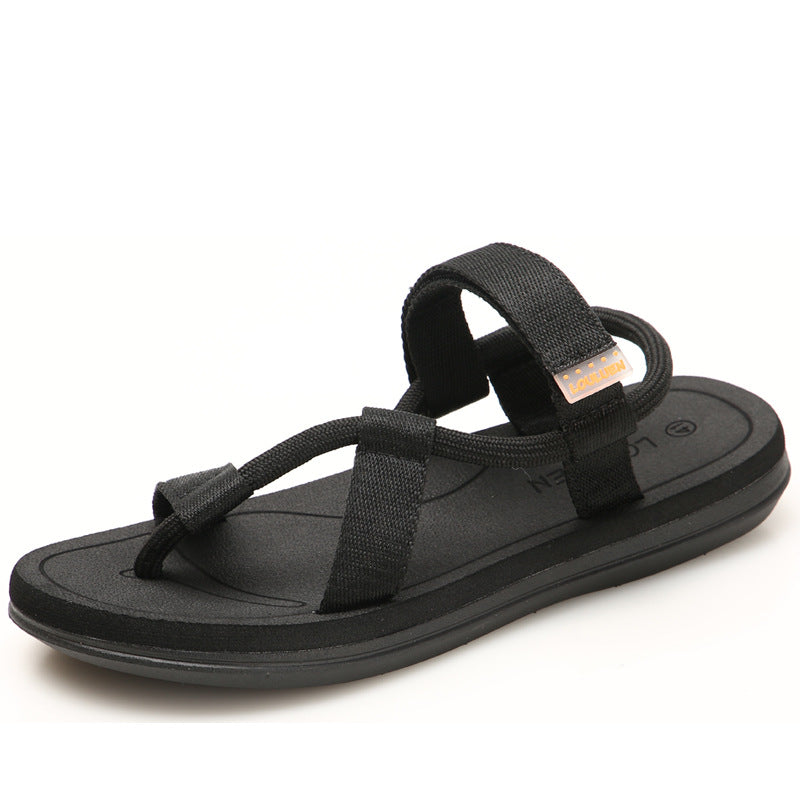 Men's Strappy Open Toe Sandals – Slip-On Toe Loop with Webbing Strap