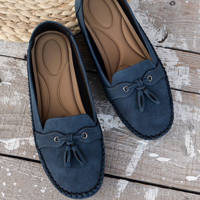 Women’s Slip On Loafers with Bow Detail and Rounded Toe