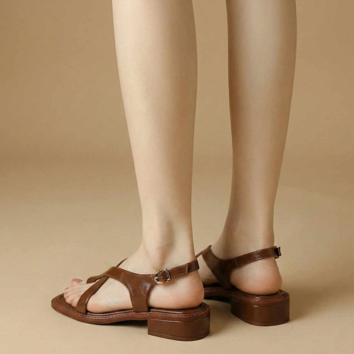 Women’s Cross-Strap Sandals with Open Toe and Low Block Heel