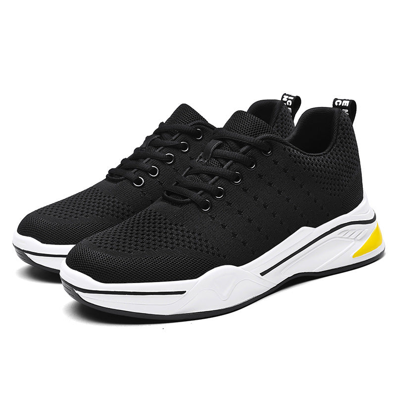 Men's Lace-Up Mesh Sneakers with Contrast Sole and Round Toe