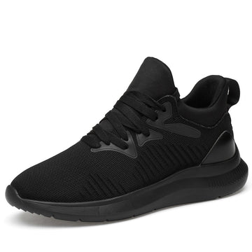 Men's Rounded Toe Knit Sneakers with Lace-Up Closure and Rubber Sole