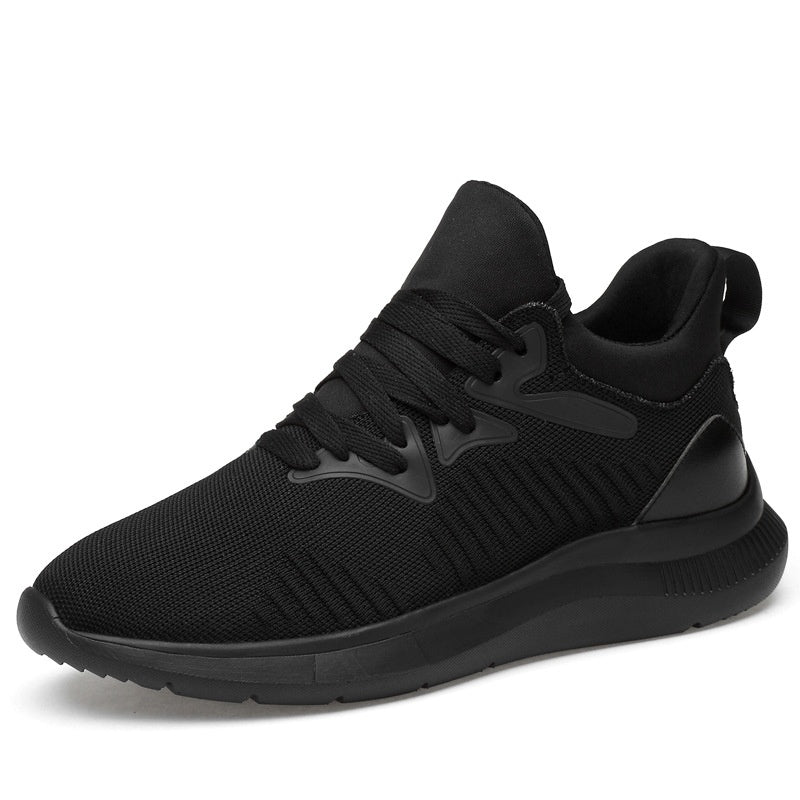 Men's Rounded Toe Knit Sneakers with Lace-Up Closure and Rubber Sole