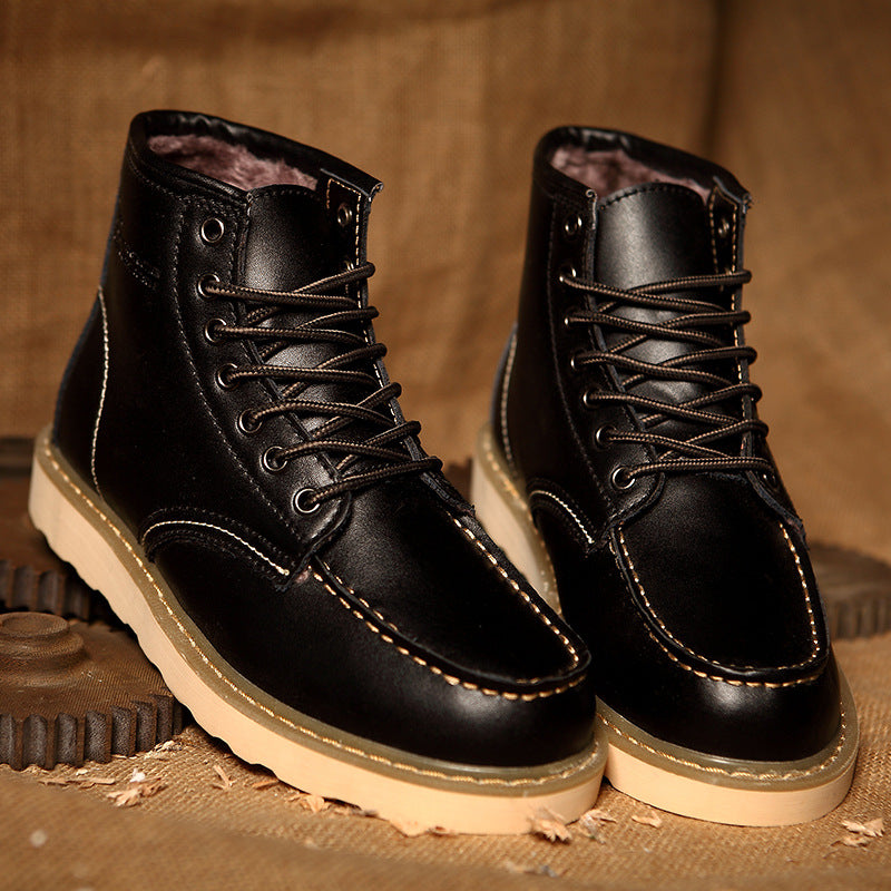 Men's Leather Derby Boots – Moc Toe Lace-Up Ankle Boot with Contrast Welt Sole