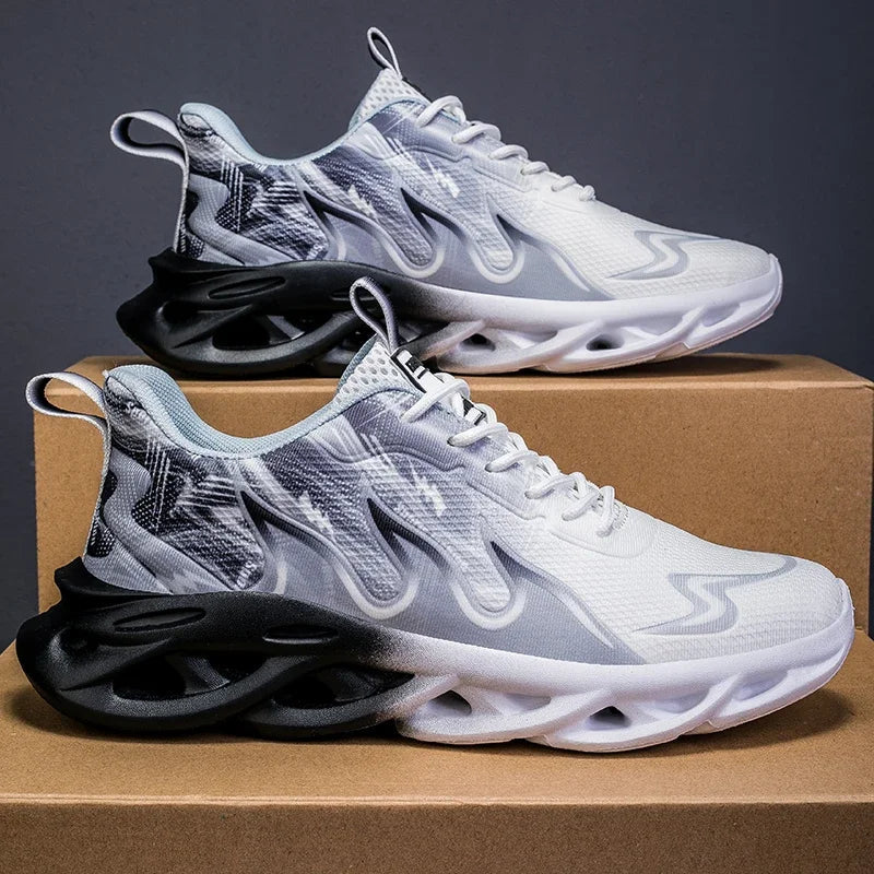 Men's Low Top Sneakers - Lace-Up Mesh Upper - Blade Sole Unit