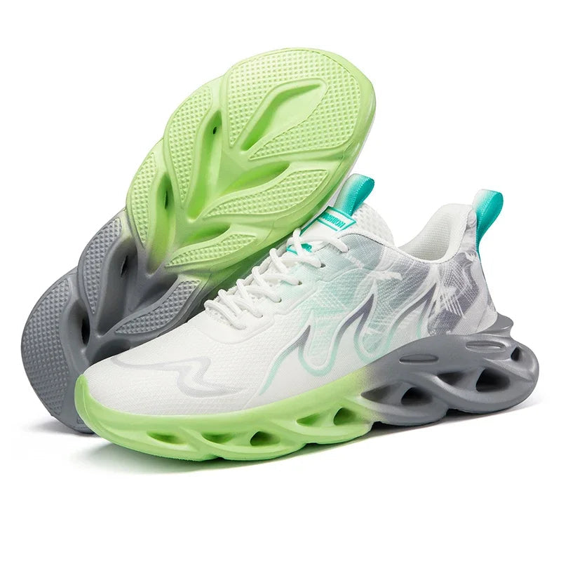 Men's Low Top Sneakers - Lace-Up Mesh Upper - Blade Sole Unit