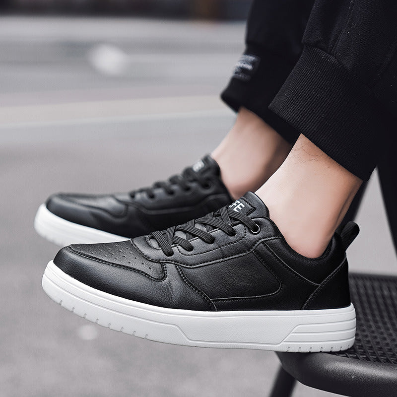 Men's Lace-Up Casual Sneakers - Round Toe - Low Top - Smooth Upper - Flat Sole
