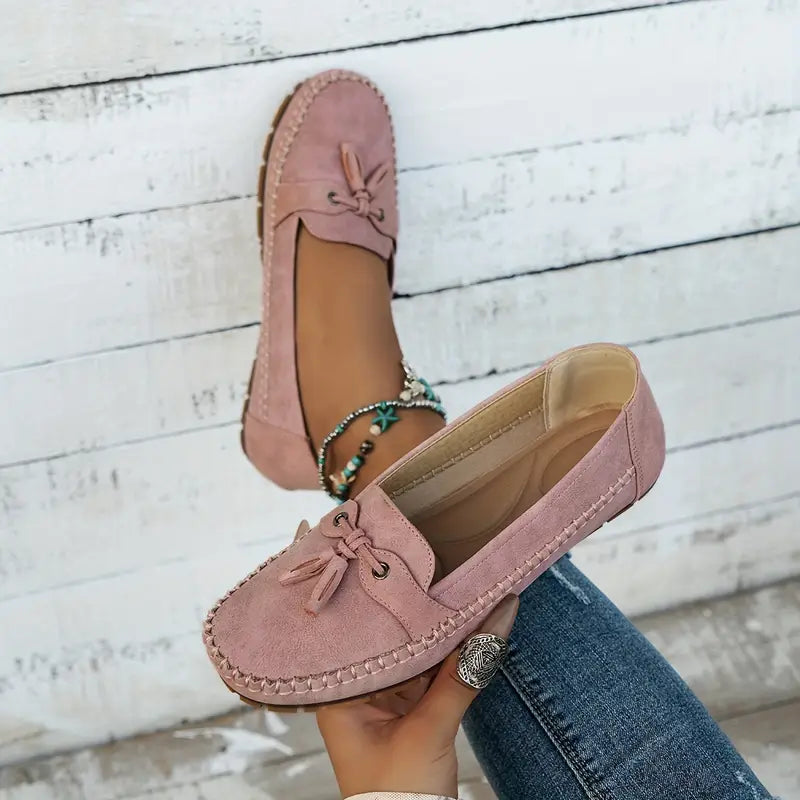 Women’s Slip On Loafers with Bow Detail and Rounded Toe