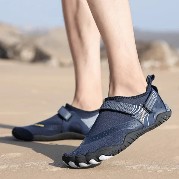 Men's Athletic Shoes Mesh Hook-Loop Closure Toe Pod Rubber Sole