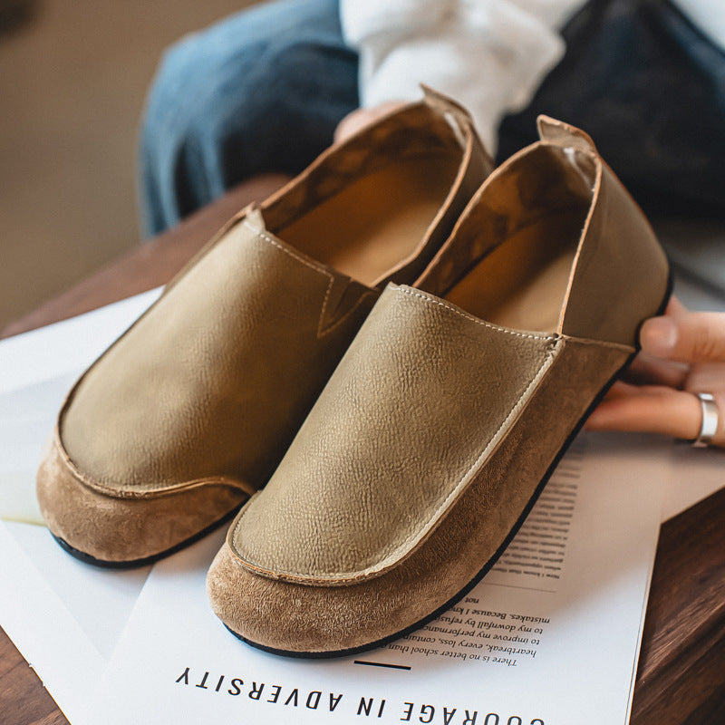 Men's Leather Slip-On Loafers with Foldable Heel Convertible Flat Sole
