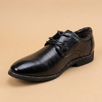 Men’s Lace-Up Dress Shoes with Rounded Toe and Low Heel