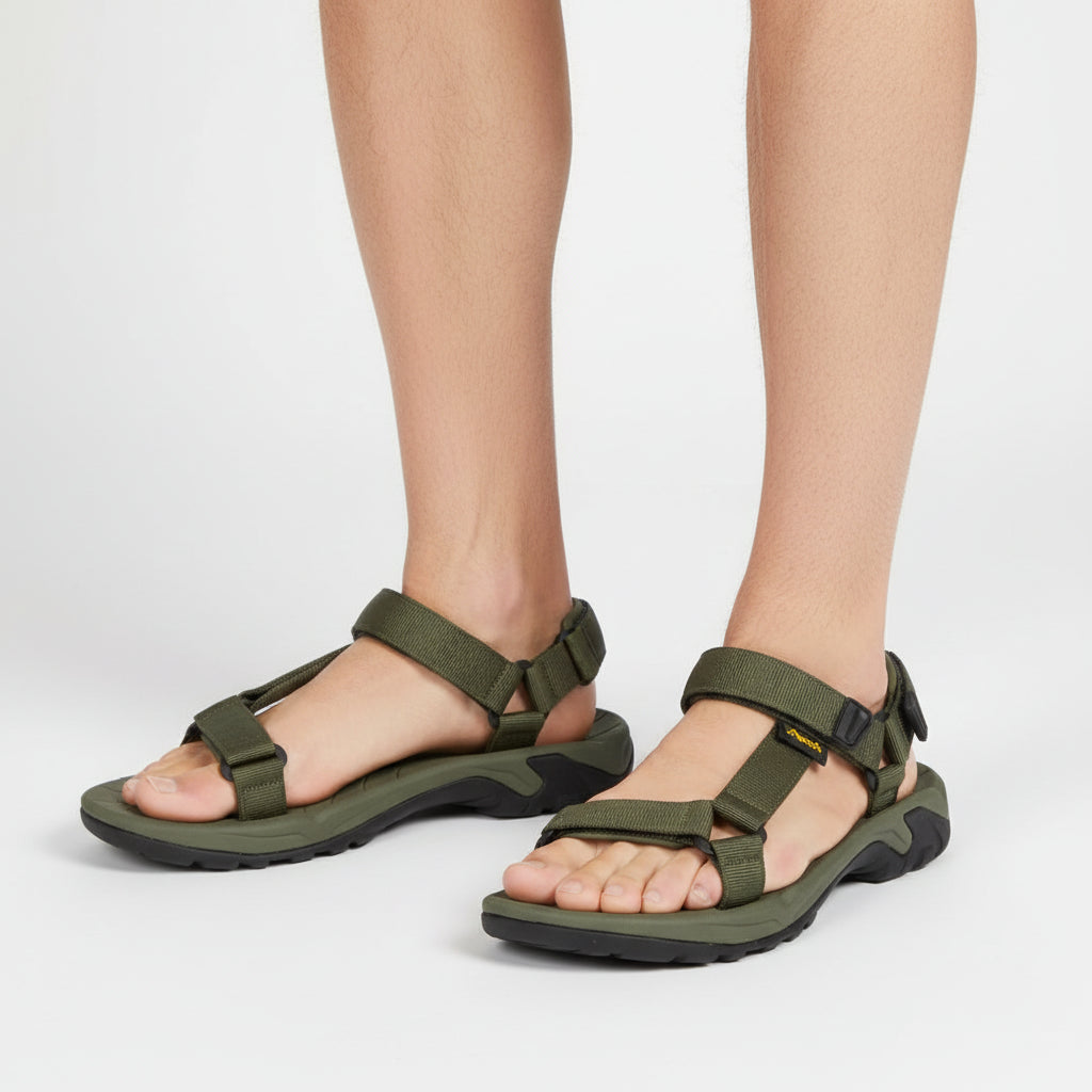 Men's Sport Sandals - Hook-And-Loop Straps - Contoured Footbed