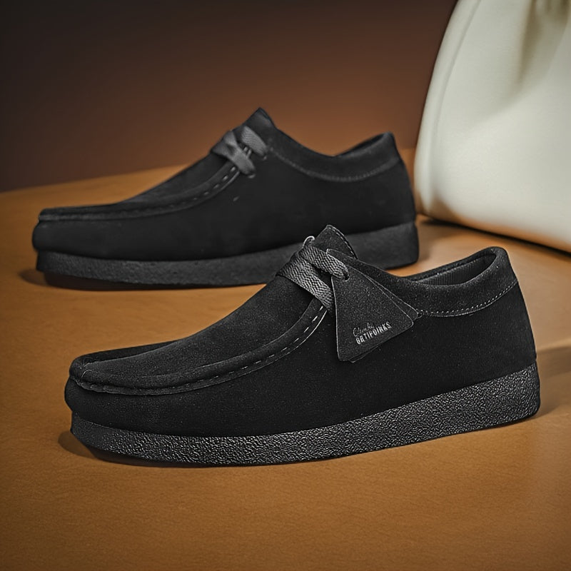 Men’s Suede Loafer Shoes with Crepe Sole – Casual Lace Detail