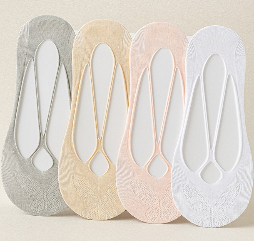 Women's Lace No-Show Liner Socks 5-Pair Set – Butterfly Cutout Mesh