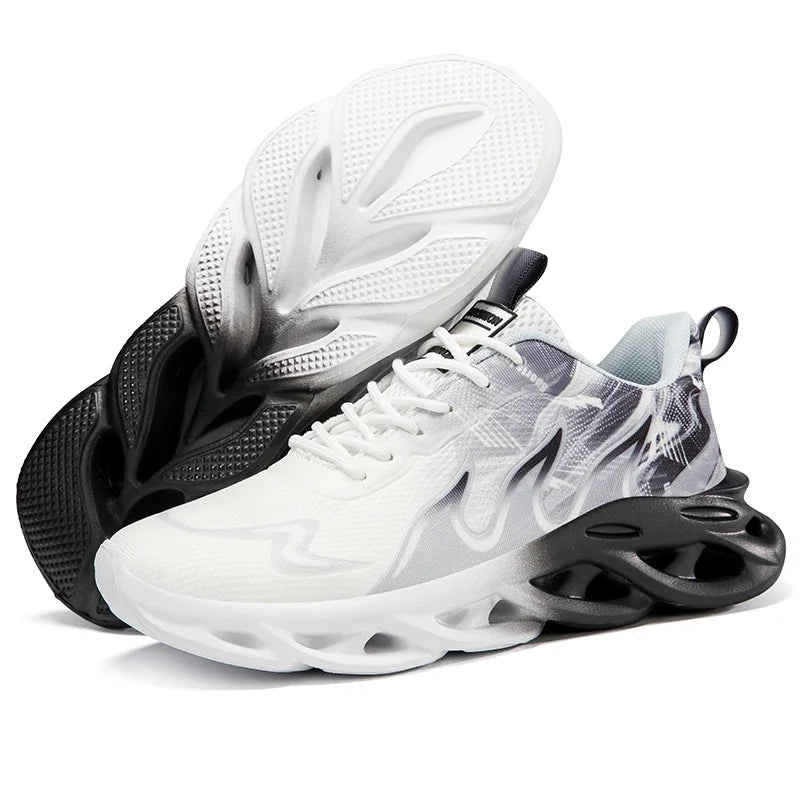 Men's Low Top Sneakers - Lace-Up Mesh Upper - Blade Sole Unit