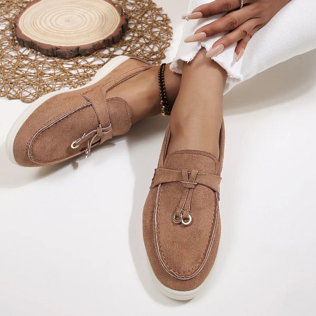 Women’s Slip-On Loafers with Rounded Toe and Flat Sole