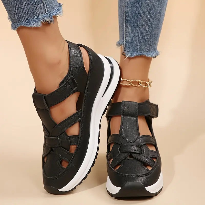 Women’s Comfortable Platform Sandals with Adjustable Straps and Closed Toe