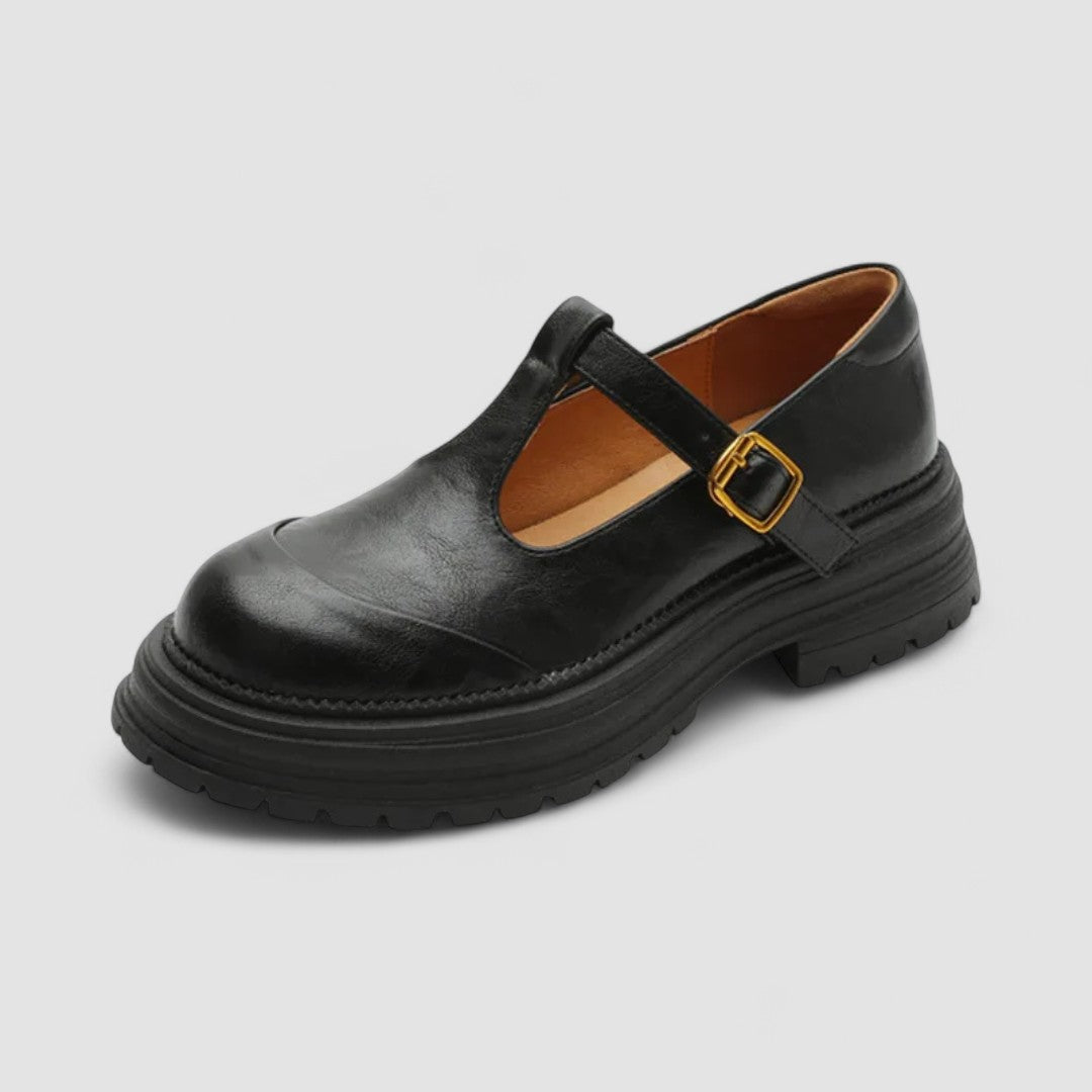 Women's T-Bar Mary Jane Platform Low Heel - Buckle Strap - Chunky Sole