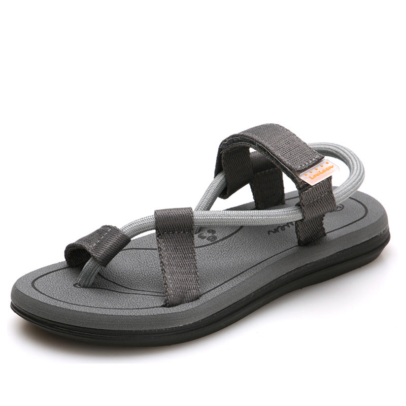 Men's Strappy Open Toe Sandals – Slip-On Toe Loop with Webbing Strap
