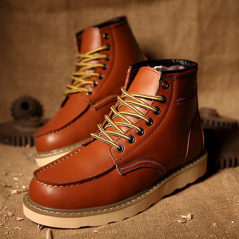 Men's Leather Derby Boots – Moc Toe Lace-Up Ankle Boot with Contrast Welt Sole
