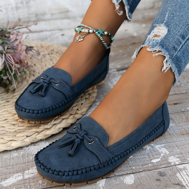Women’s Slip On Loafers with Bow Detail and Rounded Toe