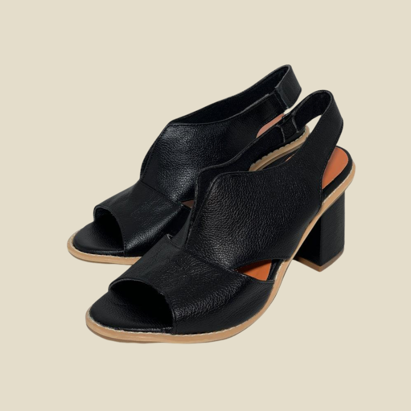 Women’s Open-Toe Slingback Sandals with Block Heel and Wide Upper