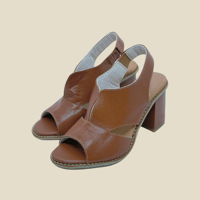 Women’s Open-Toe Slingback Sandals with Block Heel and Wide Upper