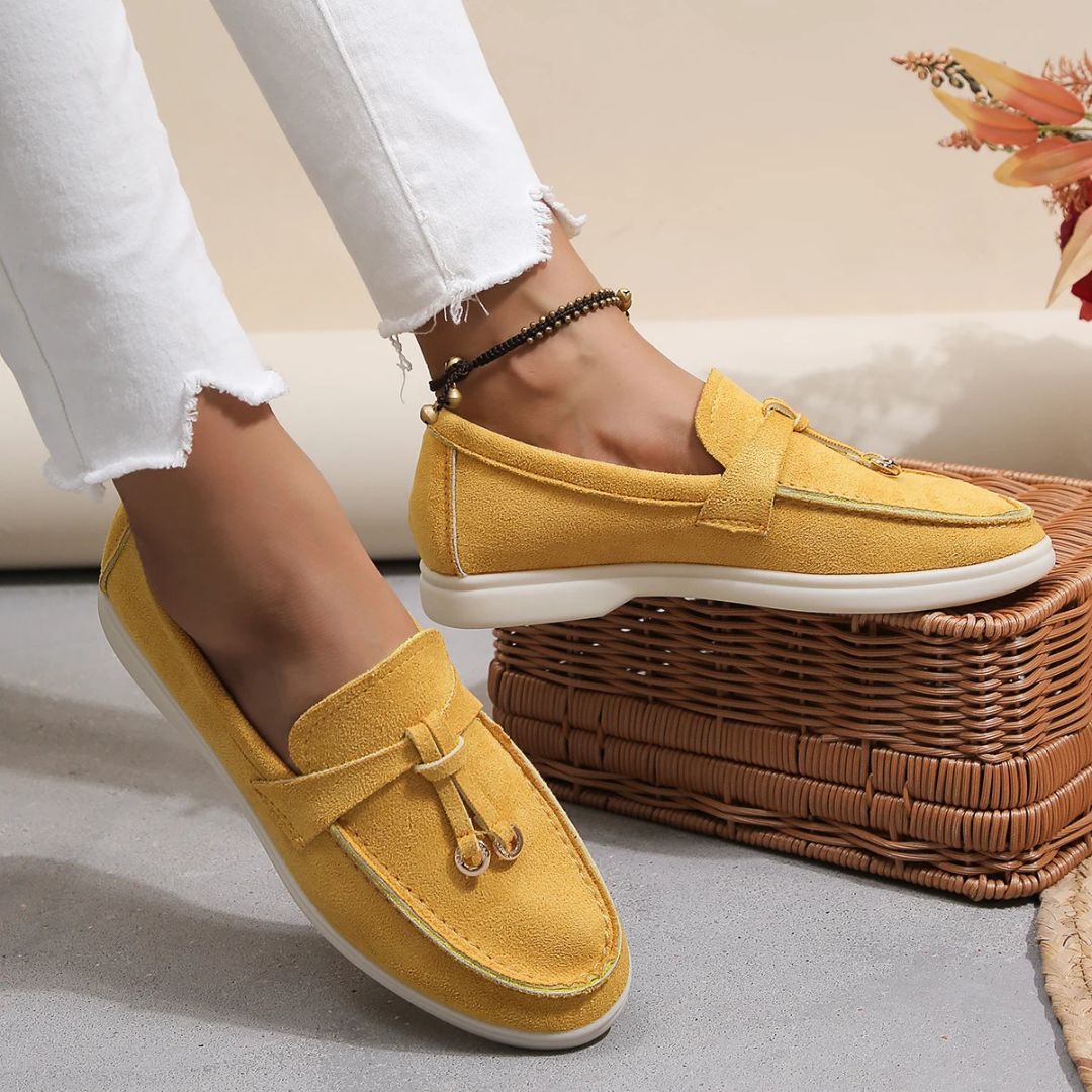 Women’s Slip-On Loafers with Rounded Toe and Flat Sole