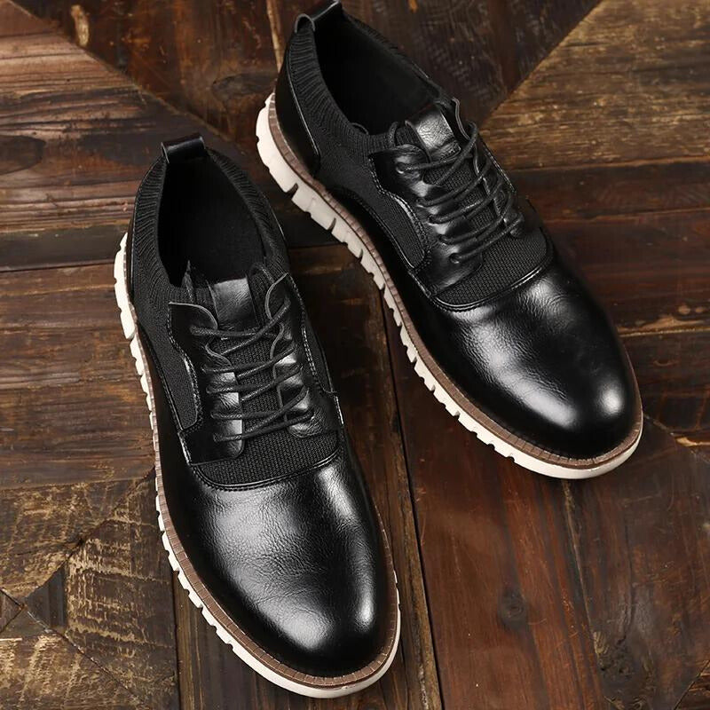 Men’s Lace-Up Casual Sneakers with Contrast Panels and Textured Sole