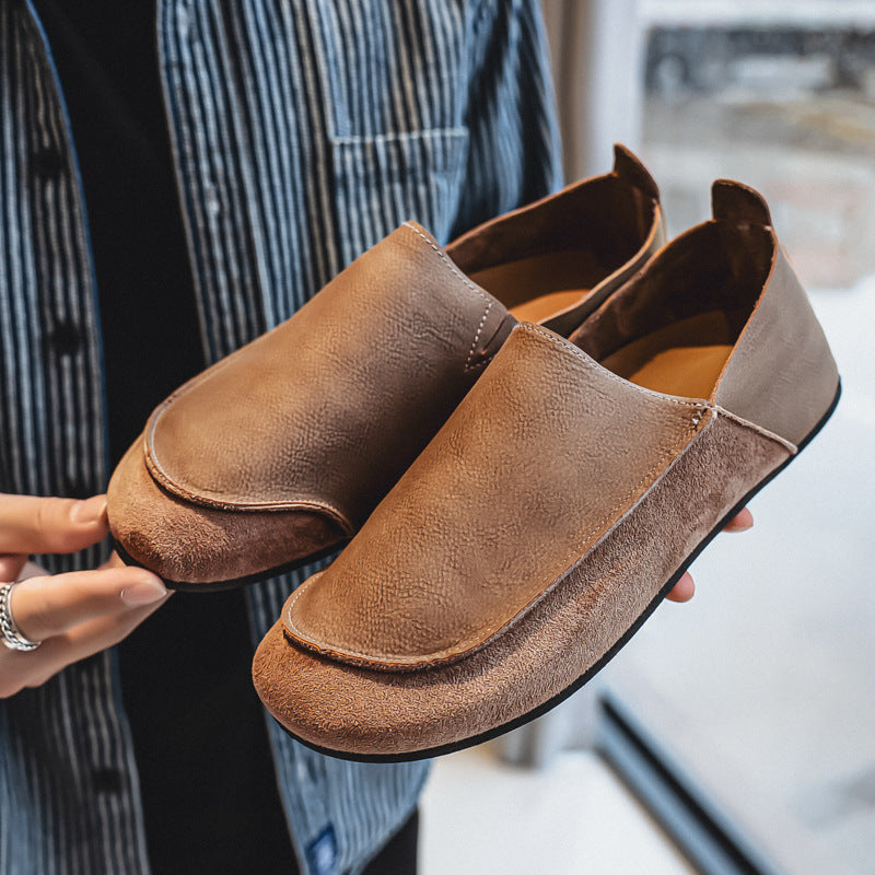Men's Leather Slip-On Loafers with Foldable Heel Convertible Flat Sole