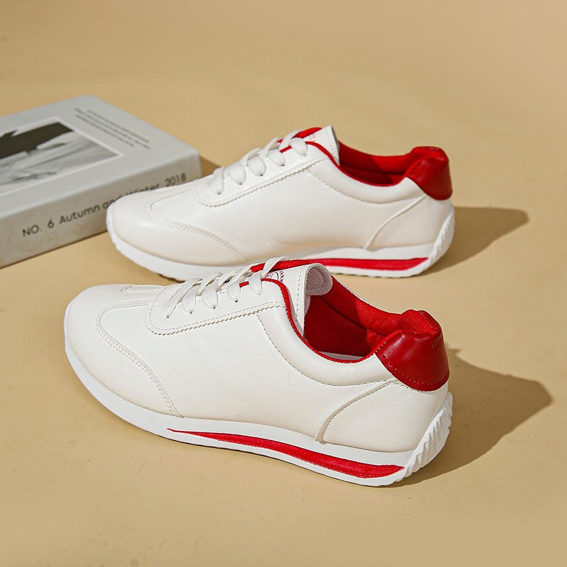 Women’s Lace-Up Low-Top Sneakers with Panel Stitching and Contrast Trim